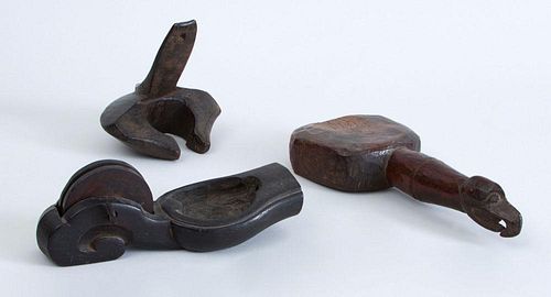 GROUP OF THREE CARVED WOOD OBJECTS