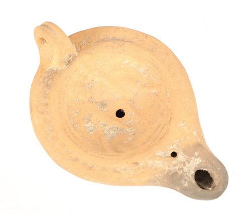 Roman Empire Terracotta Oil Lamp w/ Handle