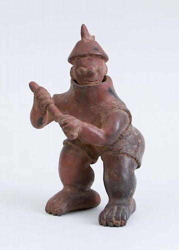 NAYARIT PROTOCLASSICAL PAINTED POTTERY FIGURE OF A WARRIOR