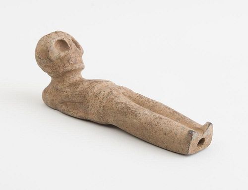 DOMINICAN FIGURAL CARVED STONE PIPE