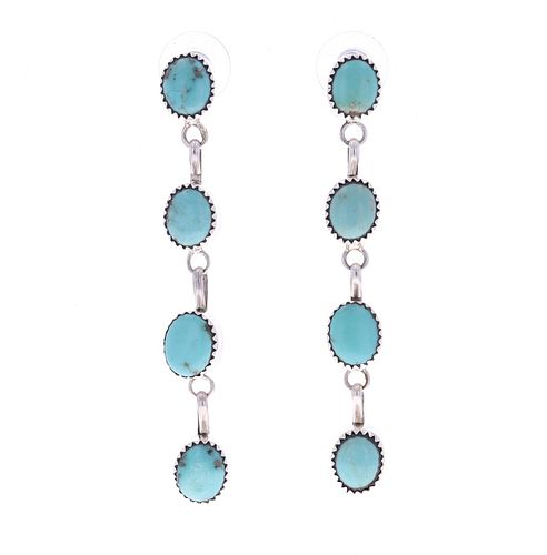 Navajo/ Dine Sterling Silver Turquoise Earrings