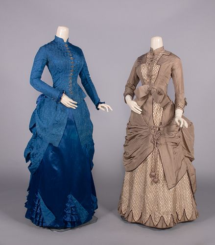 TWO SILK AFTERNOON DRESSES, 1880s