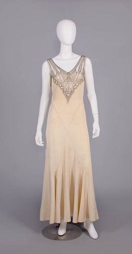 BEADED & EMBROIDERED EVENING GOWN, 1930s