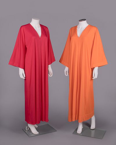 TWO IDENTICAL HALSTON CAFTANS, USA, 1980s