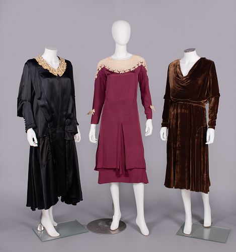 ONE EVENING & TWO AFTERNOON DRESSES, c. 1917 & 1930s