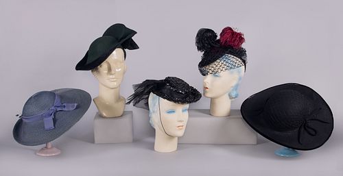 COLLECTION OF DAY HATS, USA, 1940s-1950s