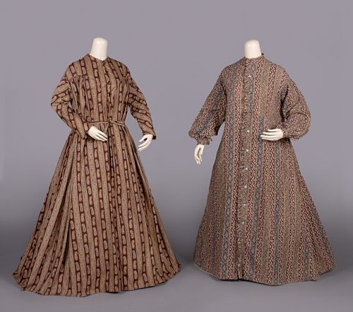 TWO PRINTED COTTON WRAPPERS, 1840s-1850s