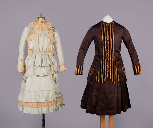 TWO GIRLS AFTERNOON DRESSES, LATE 1870s-MID 1880s