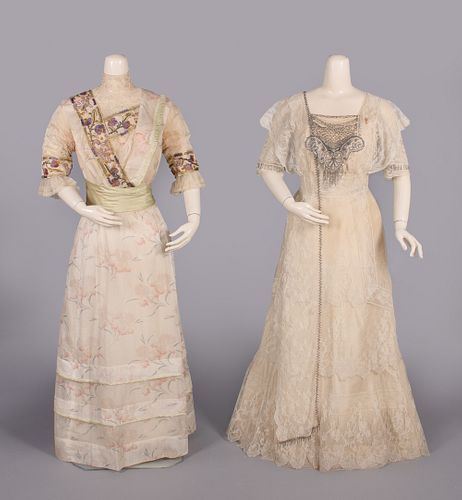 TWO EMBELLISHED EVENING DRESSES, 1912-1915