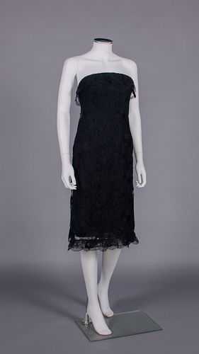 COUTURE BALENCIAGA SILK & LACE COCKTAIL DRESS, PARIS, c. 1957