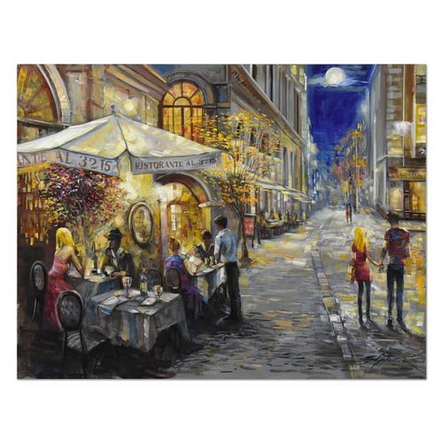 Vadik Suljakov, "Moonlight Night" Original Oil Painting on Canvas, Hand Signed with Letter of Authenticity.