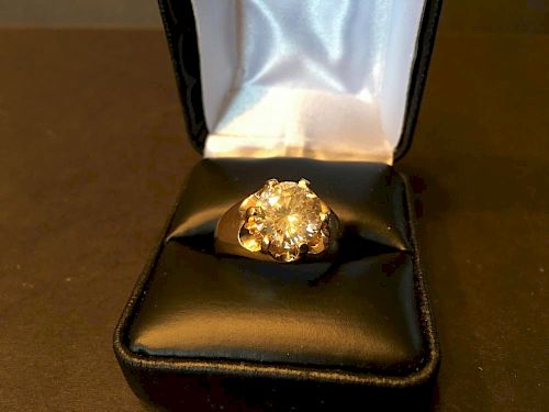 An Important 14K Yellow Gold Diamond Solitaire Ring, Marked.