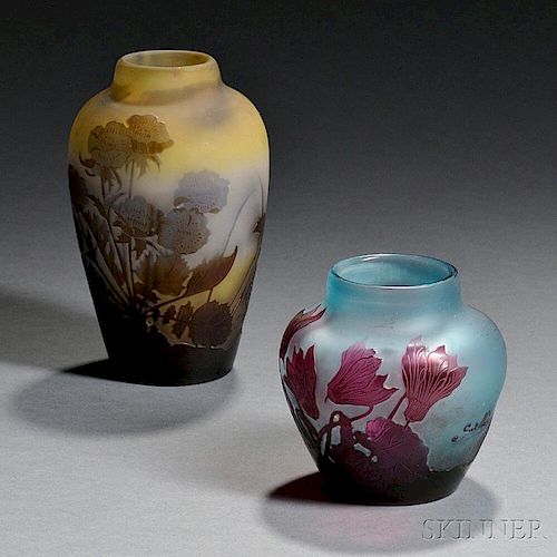 Two Galle Cameo Glass Vases