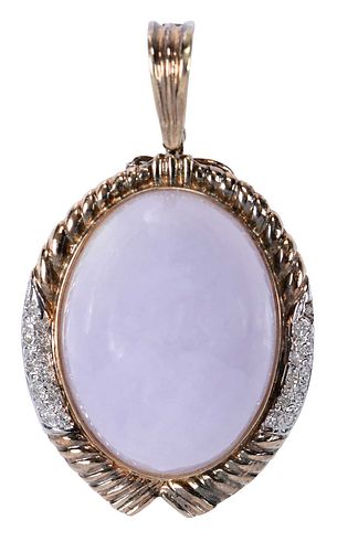 14kt. Lavender Jade and Diamond Pendant