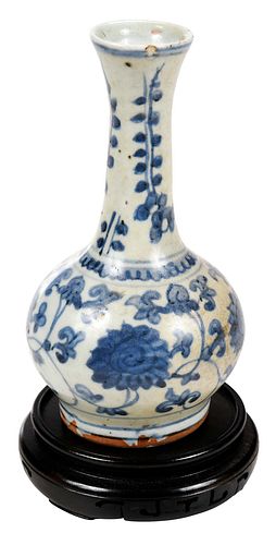 Chinese Porcelain Bottle Vase with Stand 