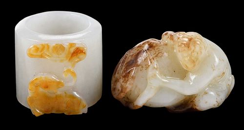 Two Chinese Carved Jade Objects