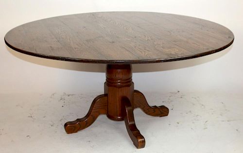 Oak pedestal base dining table