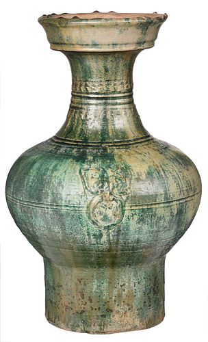 Large Chinese Green Glazed Pottery Hu Jar