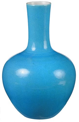 Chinese Porcelain Blue Glazed Bottle Vase