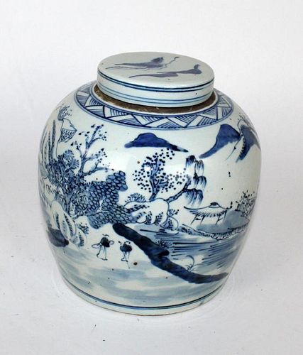 Chinese blue & white porcelain ginger jar