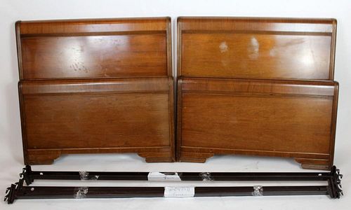Pair of Art Deco waterfall twin beds