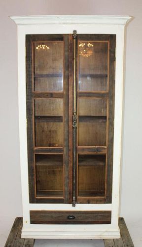 Rustic painted white 2 door bookcase