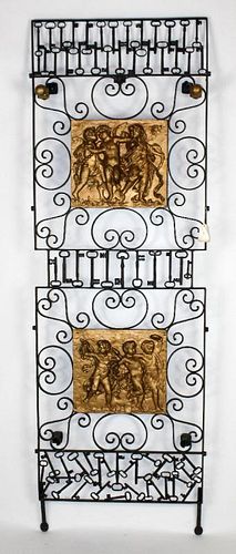 Antique iron cherub panel