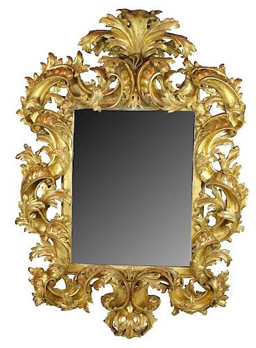 Antique Italian Florentine gold leaf mirror