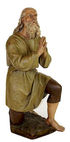 Hand painted and carved sculpture of Saint Bernard