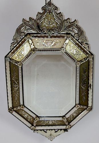 Antique Venetian octagonal mirror