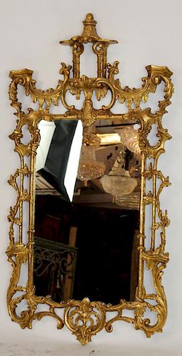 Chinese Chippendale gilt wood mirror