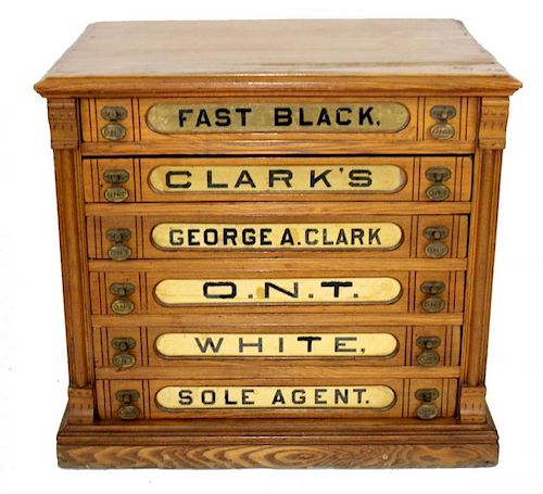 American Clark oak spool cabinet