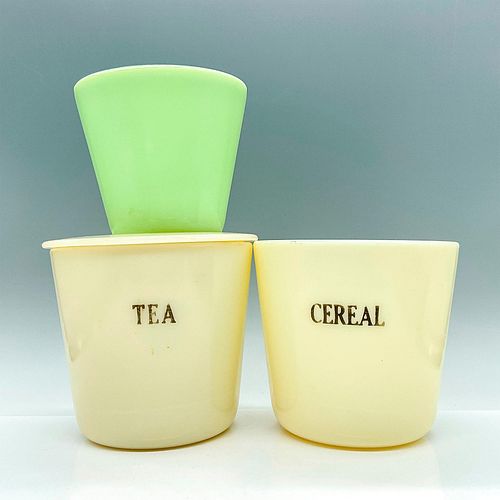 3pc McKee Uranium Glass Jars for Cereal and Tea