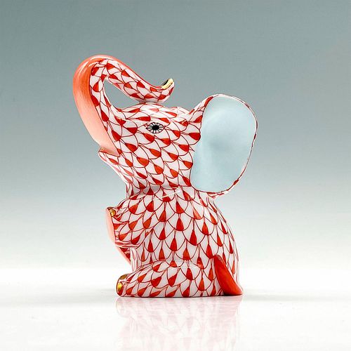 Herend Porcelain Red Figurine, Baby Elephant