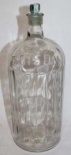 Antique French glass 'Poison' apothecary bottle