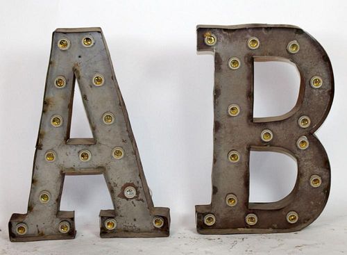 2 vintage marquee letters