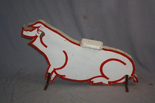 Vintage French painted wood carnival pig