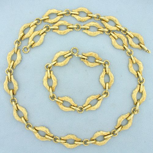 Italian Made Adjustable Heavy Designer Necklace and Bracelet Set in 18K Yellow Gold