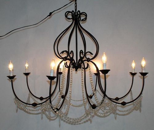 8-arm iron chandeliers with crystals