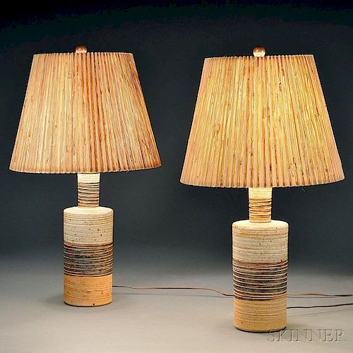 Pair of Mid-Century Modern Stoneware Lamps