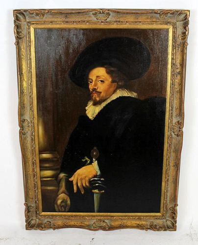 Oil on canvas portrait of Spanish conquistador