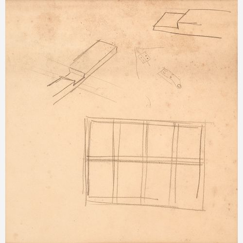  Thomas Hart Benton "Sketch of Wooden Canvas Mounting" Graphite (ca. 1948)
