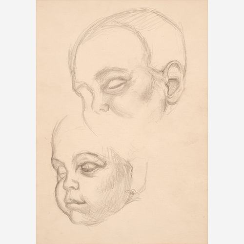  Thomas Hart Benton "Sketches of Anthony Benton Gude" Graphite (ca. 1964)