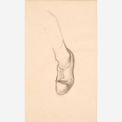  Thomas Hart Benton "Study of Foot and Shoe, Jacques Cartier Mural" Graphite (1956-57)