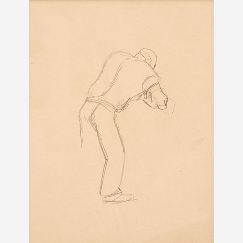  Thomas Hart Benton "Study of Male Figure" Graphite