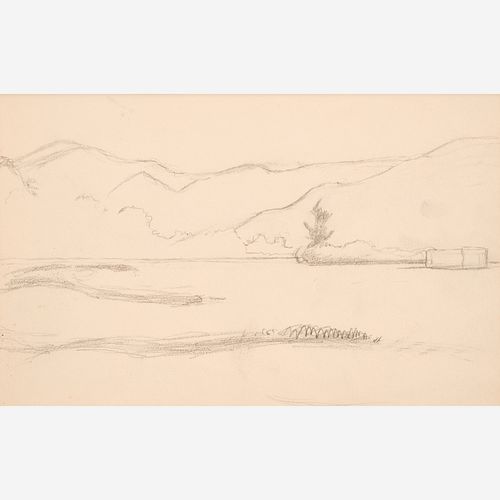  Thomas Hart Benton "View Across Plains" Graphite (ca. 1963)