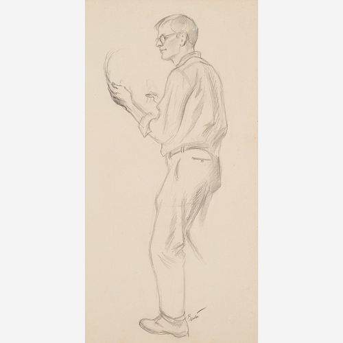  Thomas Hart Benton "Figure Study for The Twist" Graphite (1960-64)