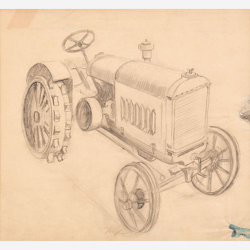  Thomas Hart Benton "Tractor Study for America Today" Graphite (1928)