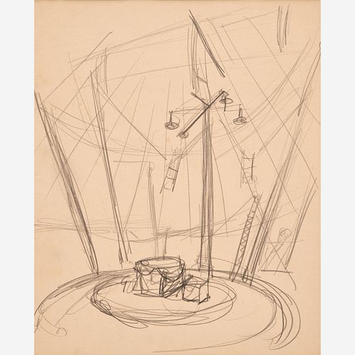  Thomas Hart Benton "Circus Scene" Graphite (ca. 1930)