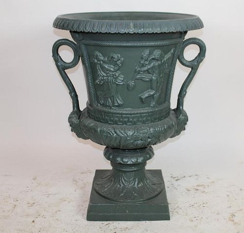 Cast iron double handled garden urn